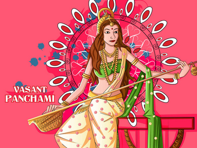 印度女神 saraswati 关于 vasant panchami pooja 节日背景