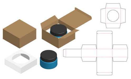 箱体包装模切模板设计。 3D模拟