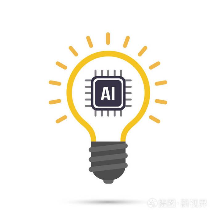 人工智能技术灯泡图标设计元素矢量插图