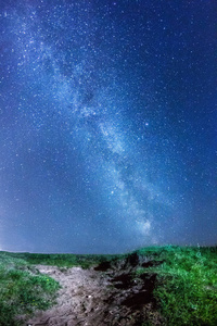 蓝色夜空中美丽的宇宙和银河系的天体摄影