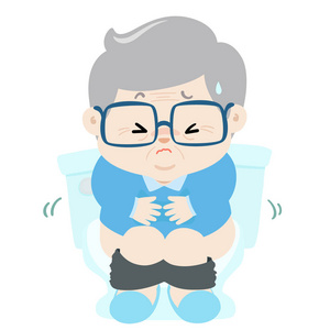 祖父坐在马桶座上,腹泻中毒可爱的幼儿,女婴,坐在马桶座上的特写镜头.