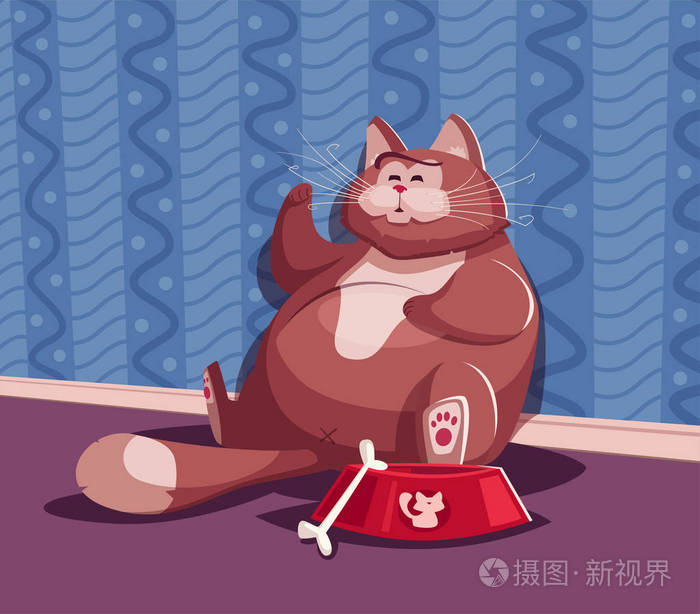 有趣的肥猫.动画片向量例证.人物设计