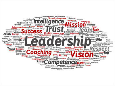 概念或概念业务领导战略管理价值词云孤立在白色背景上。