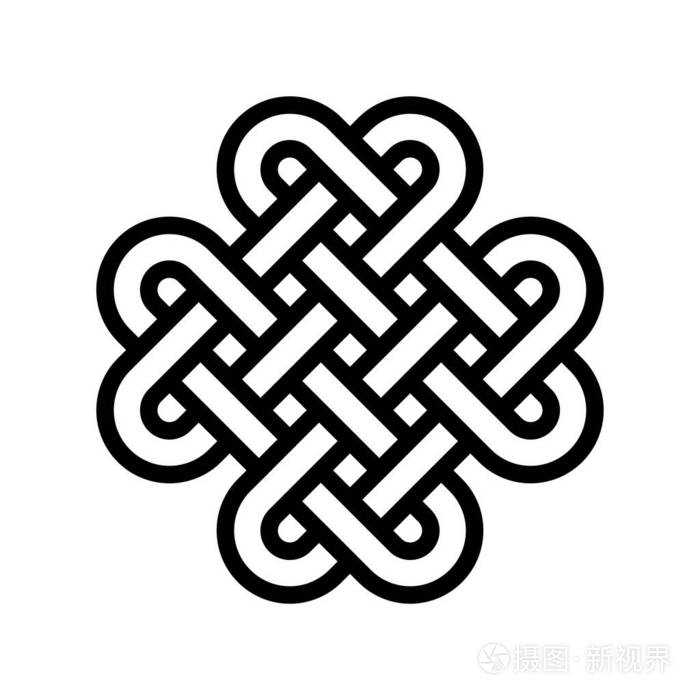 中国结矢量中国新年相关线路设计图标可编辑笔画