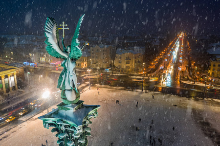  Square Hosok tere with Christmas decorated Andrassy street an