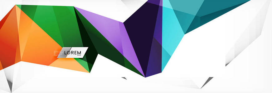 马赛克三角形低聚风格抽象几何背景。多边形向量。抽象白亮技术设计
