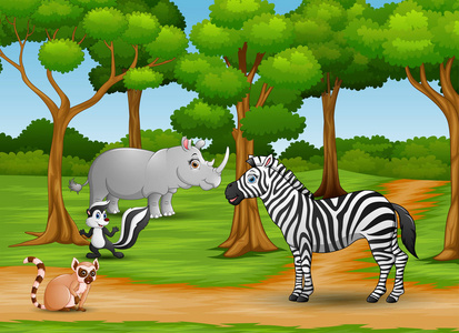 动物漫画在丛林中享受大自然图片