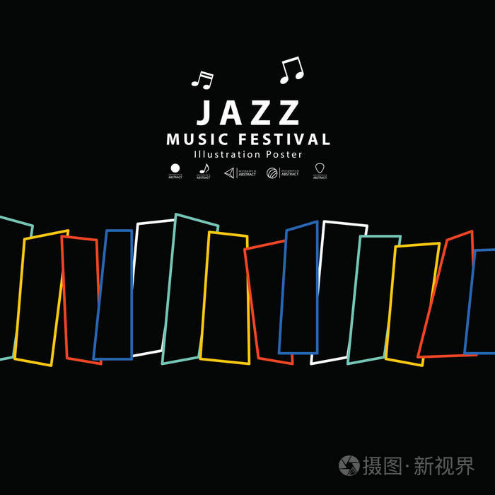 爵士音乐横幅海报广场插图矢量.背景概念.