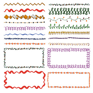 一套手绘涂鸦框架。草图边框