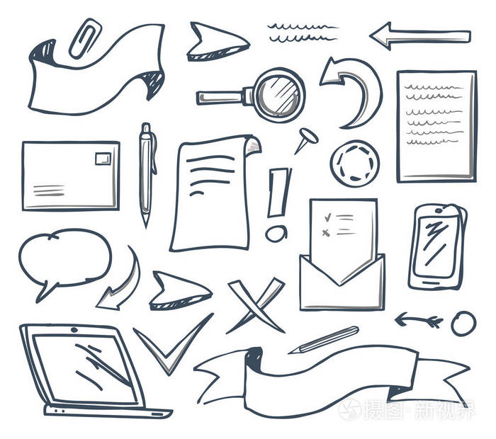 office 文档和箭头指针设置向量插画-正版商用图片1784ht-摄图新视界