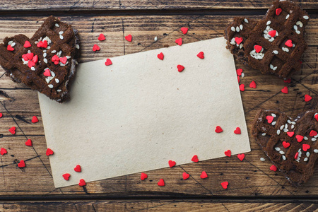 s Day. Chocolate chip cookies on a wooden table. Greeting card C