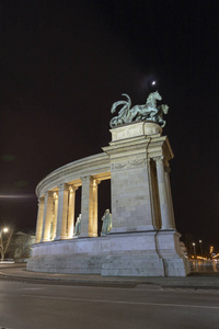  square in Budapest, Hungary on a winter night.