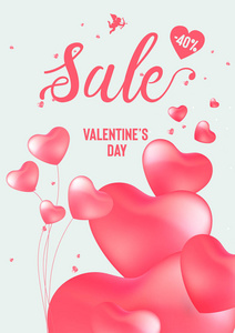 s Day sale banner with calligraphy text and red baloon hearts. V