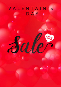 s Day sale banner with calligraphy text and red baloon hearts. V