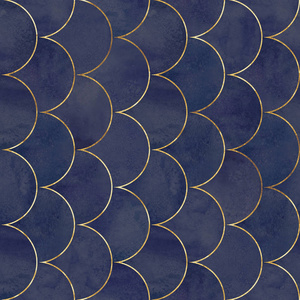 美人鱼鱼鳞波日本豪华五颜六色的无缝图案.