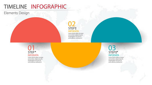 矢量抽象元素时间线信息图表3步。 设计业务财务模板版面小册子工作流信息展示等。 信息图表时间表。 抽象三维向量。