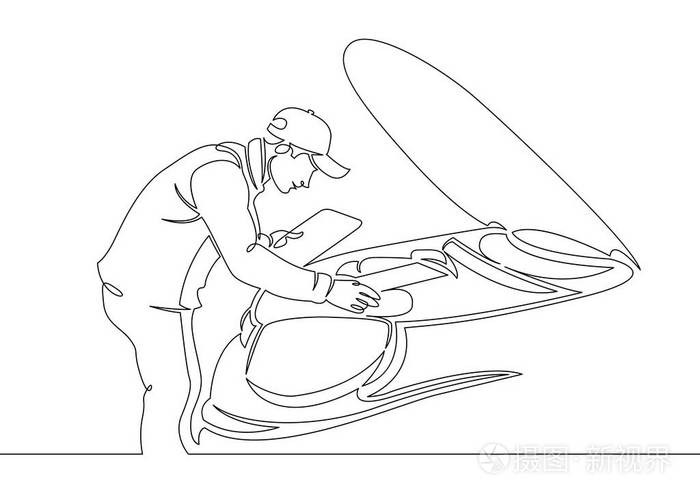 机械师汽车车库服务汽车维修插画-正版商用图片178ero-摄图新视界