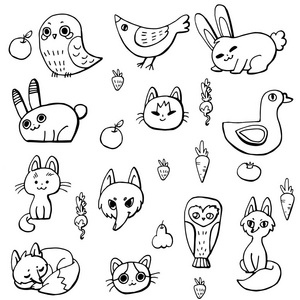 单色徒手绘图. 线性图形. 风格的黑白美丽的鸟. 写实笔画模仿.