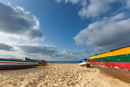 s boats on the beach in Santa Maria, Sal, Cape Verde, Cabo Verde