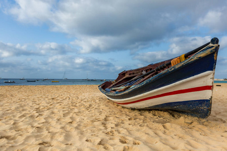 s boat on the beach of Sal island, Cape Verde, Cabo Verde