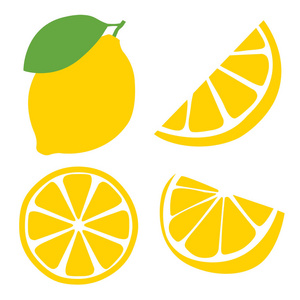新鲜柠檬水果平面矢量插图