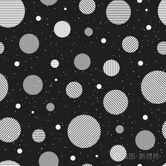 圆圈是由条纹形成的垂直水平条纹和对角线条纹白色的点散落在背景周围