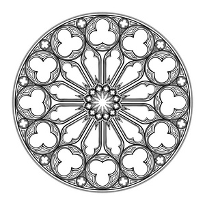 中世纪图案哥特式玫瑰窗.中世纪欧洲艺术中流行的建筑图案照片