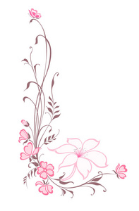 鲜花装饰背景。垂直花卉图案与百合