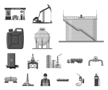 油气标志的矢量设计。股票油和汽油矢量图标集