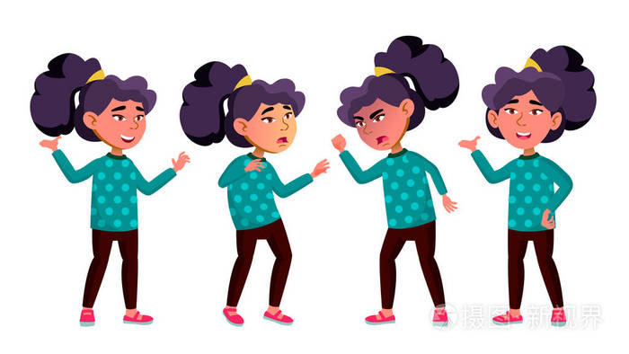 年轻, 可爱, 漫画.用于演示文稿,打印,邀请设计.孤立的动画片例证