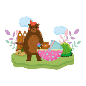 可爱的小熊和婴儿矢量插图设计