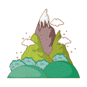 高山卡通风景自然高山卡通矢量图平面设计照片