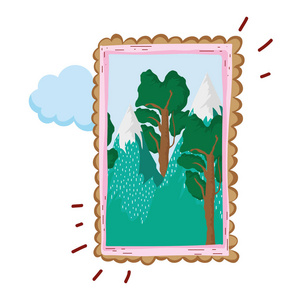 树木森林景观方形框架插图设计