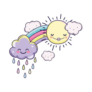 卡通彩虹太阳图片