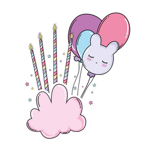 生日气球和蜡烛云可爱的卡通片