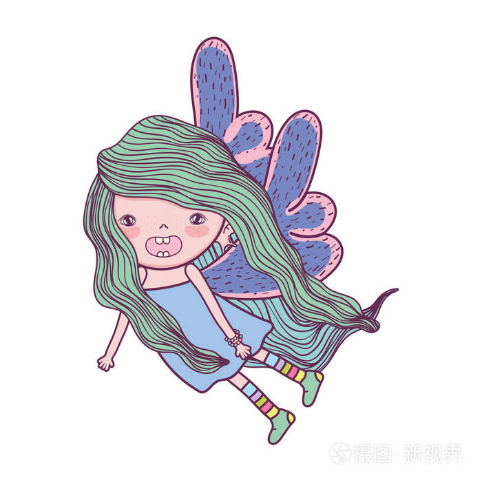 可爱的小仙女蝴蝶翅膀字符矢量插图设计插画-正版商用图片1794d7-摄图