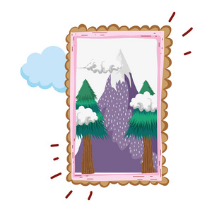 雪山广场景观框架矢量图设计图片