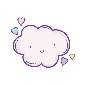 可爱的云爱心卡通矢量插图平面设计照片