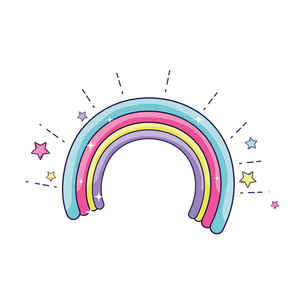 可爱的彩虹明星卡通矢量插图平面设计