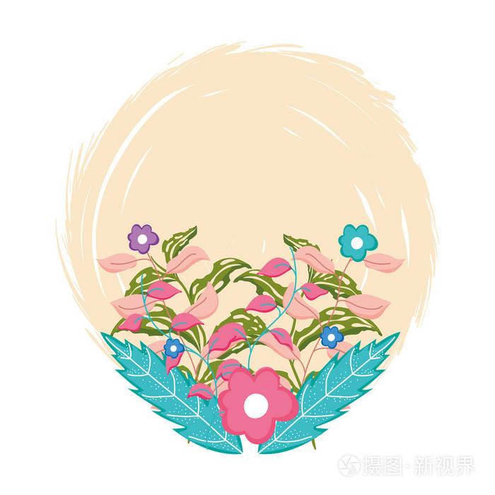 圆形框架,花装饰矢量插图设计插画-正版商用图片1796w1-摄图新视界