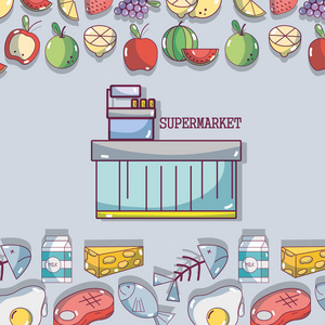 食品和超市购物矢量图平面设计图片