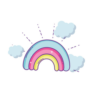 云和彩虹可爱卡通矢量图平面设计