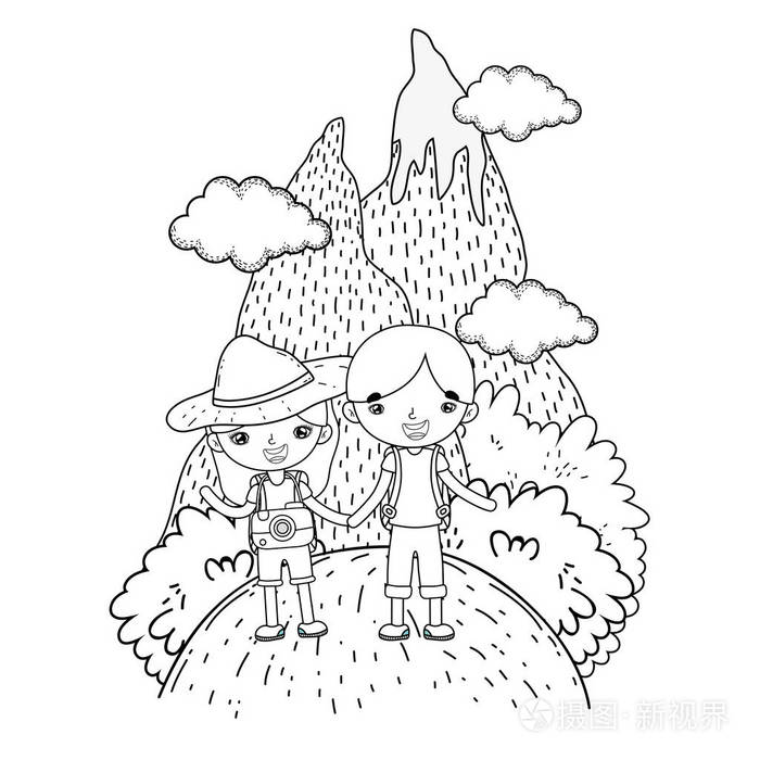 小游客小情侣景观场景矢量图设计插画-正版商用图片17994r-摄图新视界