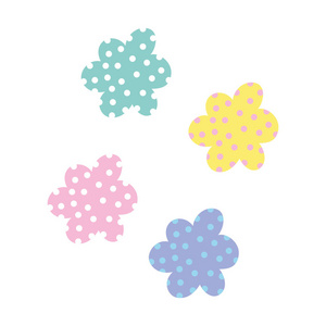 可爱的花朵绘制图标矢量插图设计