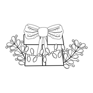 圣诞礼品盒配花圈矢量插图设计