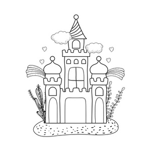 水族馆城堡装饰海底矢量图设计