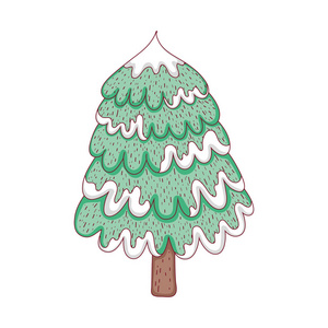 圣诞快乐树图标矢量插图设计