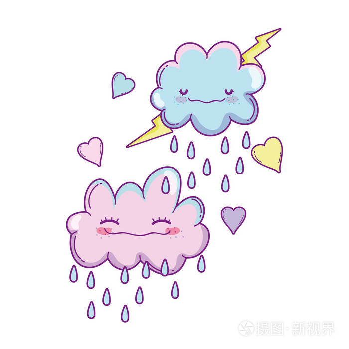 可爱的云爱心卡通