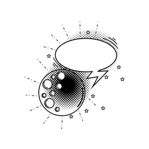 月亮与语音泡泡流行艺术风格矢量插图设计