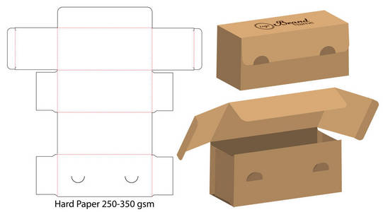 箱体包装模切模板设计。 3D模拟
